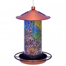 Solar Bird Feeder for Outside - Mosaic Copper Outdoor Hanging Lantern Solar Bird Feeder for Outside - Mosaic Copper Outdoor Hanging Lantern